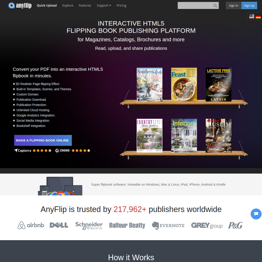 anyflip.com homepage screenshot