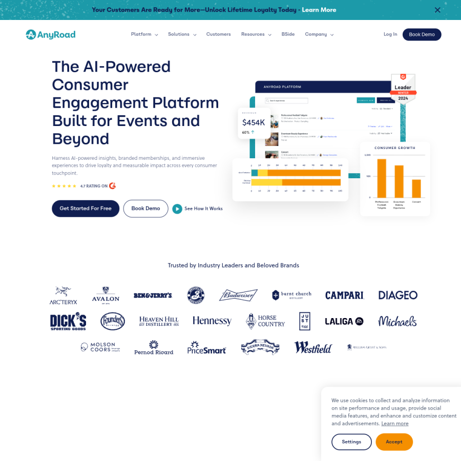 anyroad.com homepage screenshot