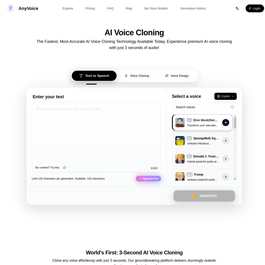 anyvoice.net homepage screenshot