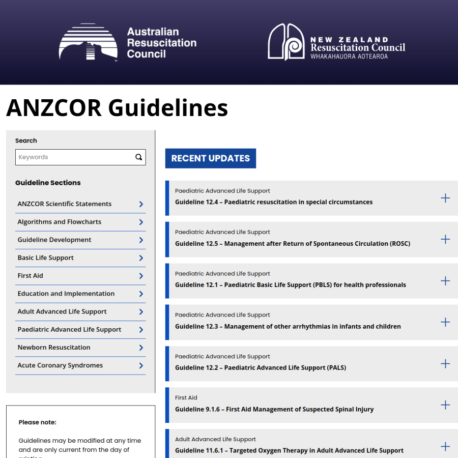 anzcor.org homepage screenshot