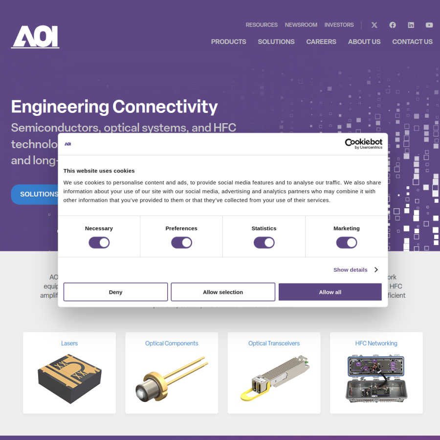 ao-inc.com homepage screenshot