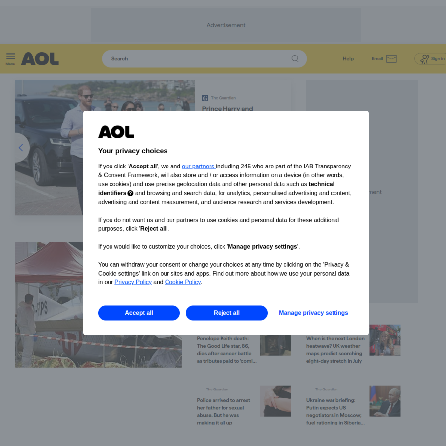 aol.co.uk homepage screenshot