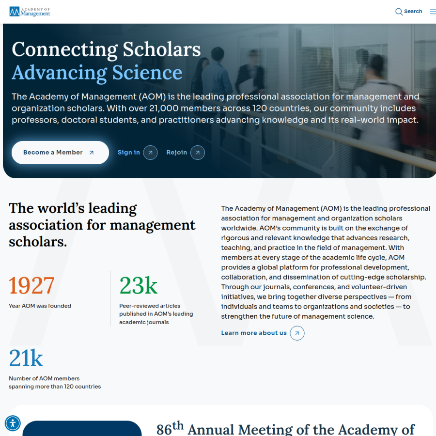 aom.org homepage screenshot