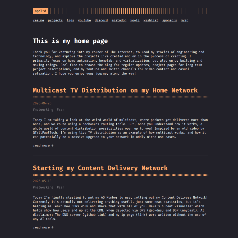 apalrd.net homepage screenshot