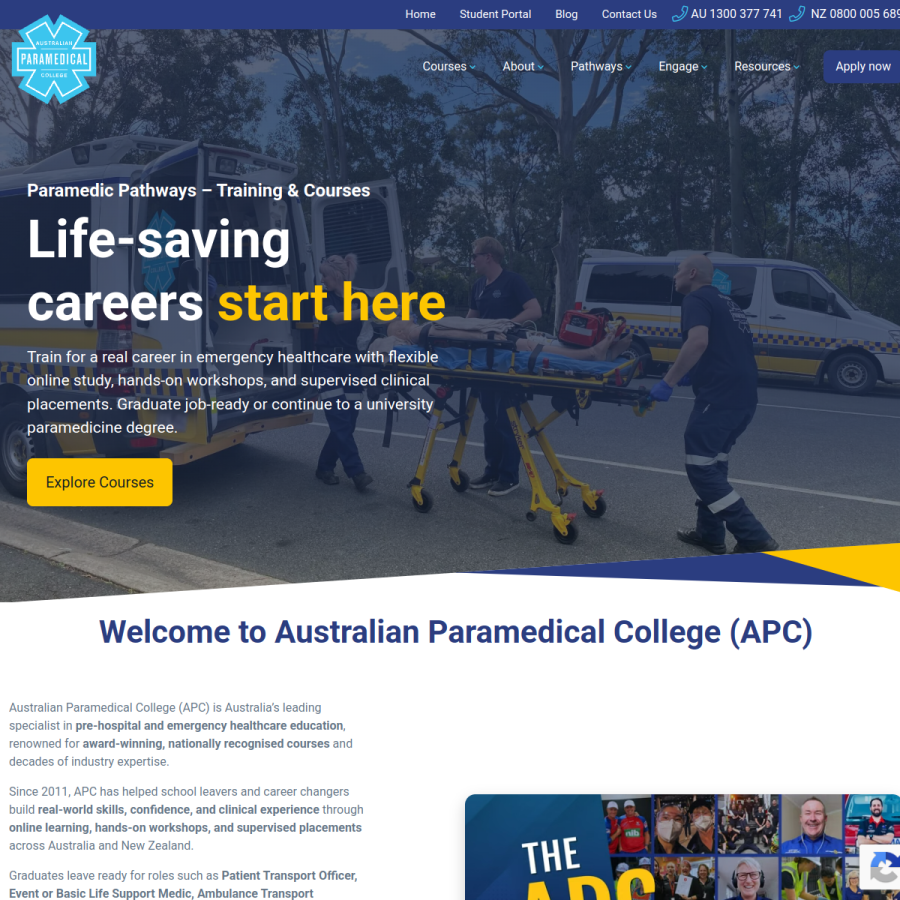 apcollege.edu.au homepage screenshot