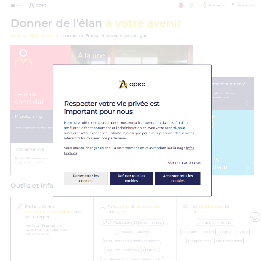apec.fr homepage screenshot