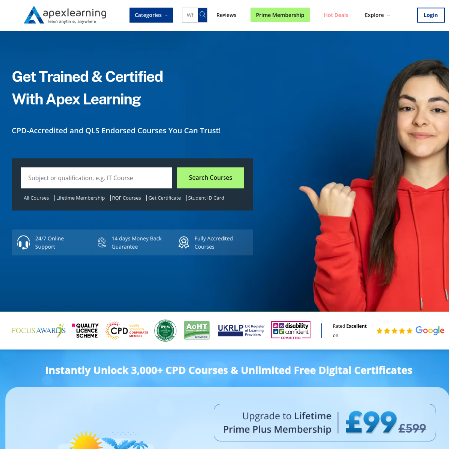 apexlearning.org.uk homepage screenshot