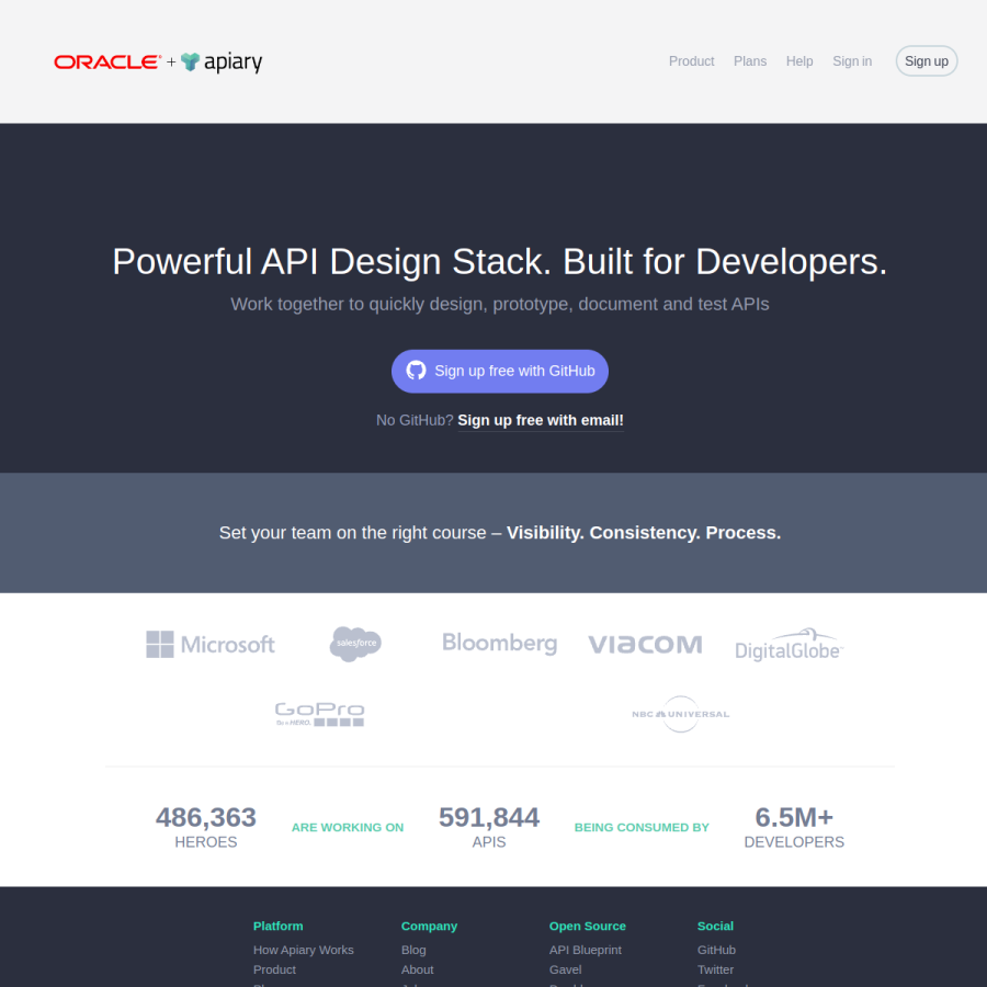 apiary.io homepage screenshot