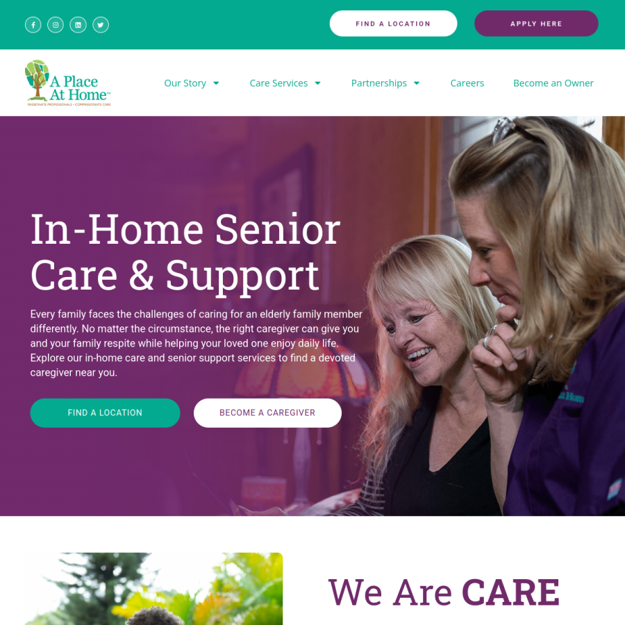 aplaceathome.com homepage screenshot