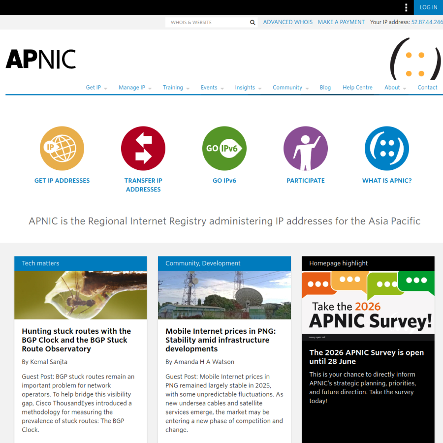 apnic.net homepage screenshot