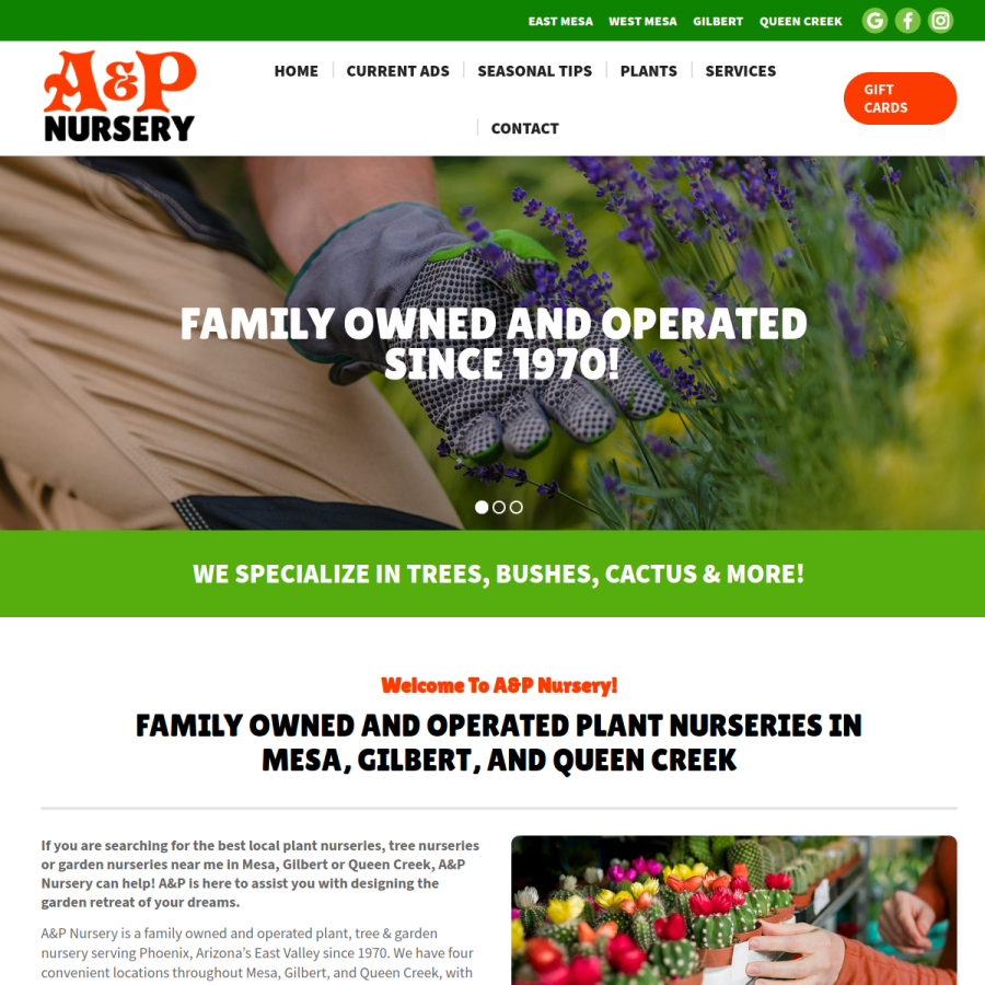 apnursery.com homepage screenshot