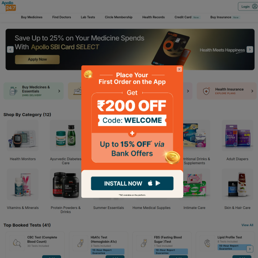apollo247.com homepage screenshot
