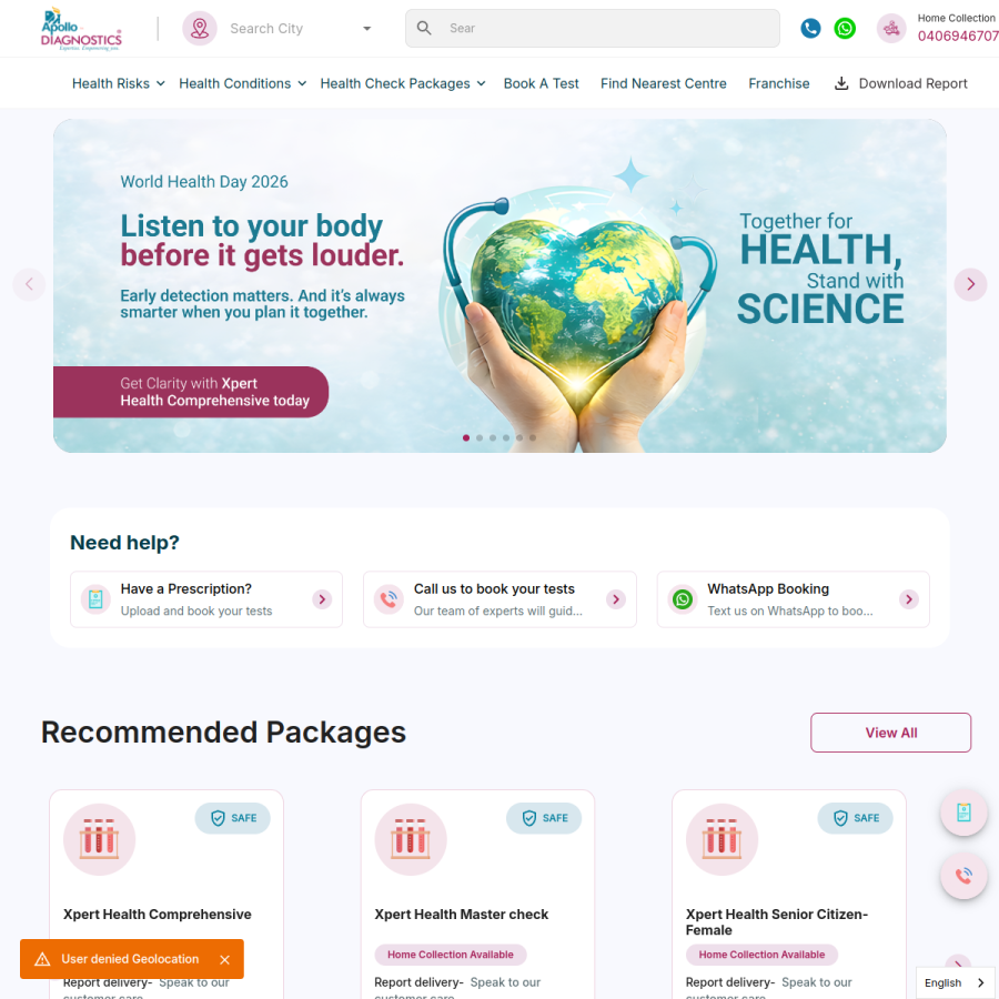 apollodiagnostics.in homepage screenshot