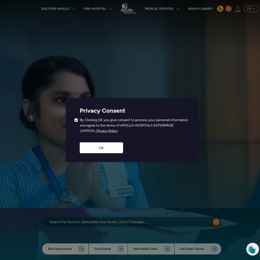 apollohospitals.com homepage screenshot