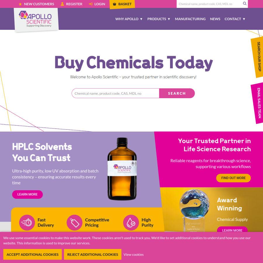 apolloscientific.co.uk homepage screenshot