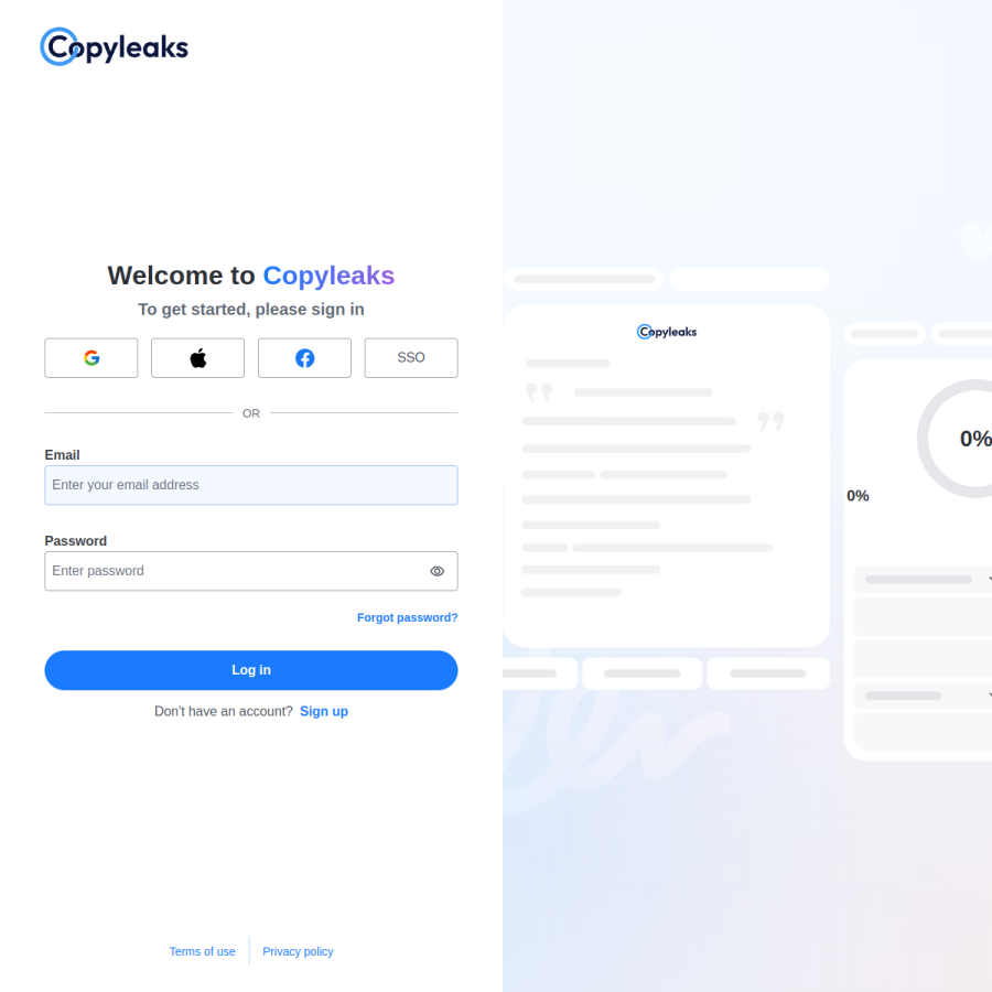 app.copyleaks.com homepage screenshot