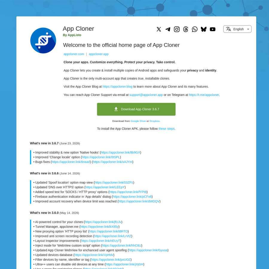 appcloner.app homepage screenshot