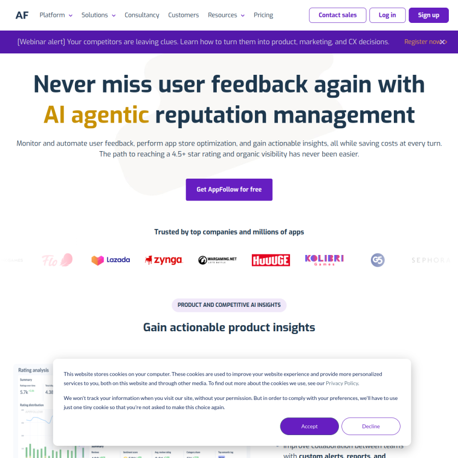 appfollow.io homepage screenshot
