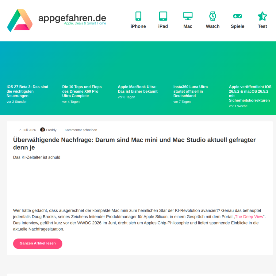 appgefahren.de homepage screenshot