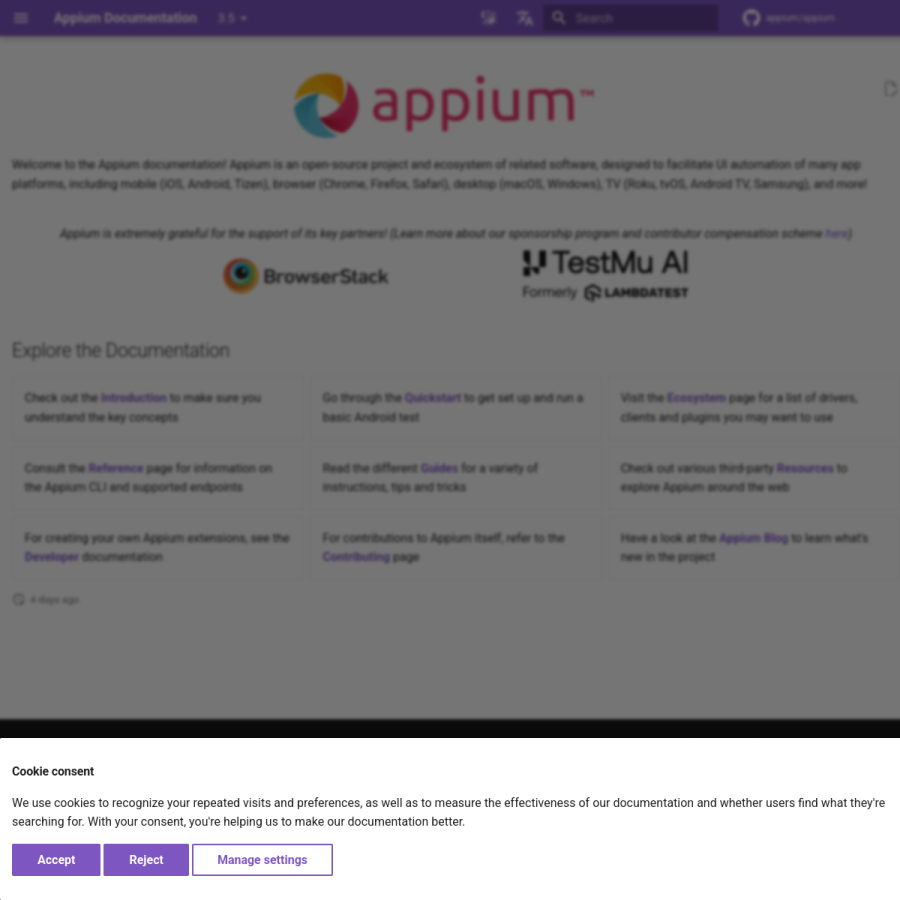 appium.io homepage screenshot