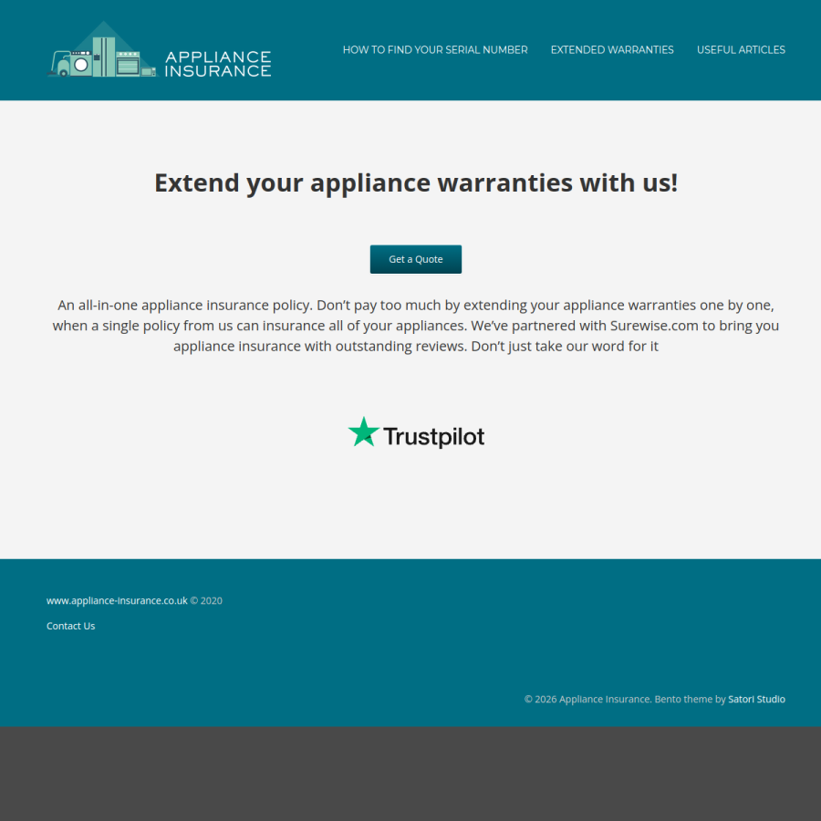 appliance-insurance.co.uk homepage screenshot