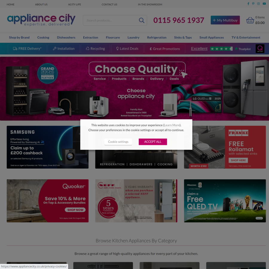 appliancecity.co.uk homepage screenshot