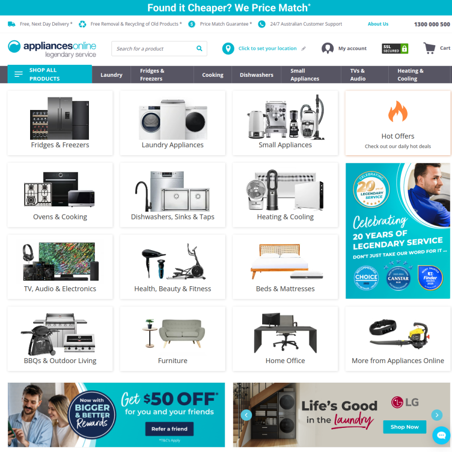 appliancesonline.com.au homepage screenshot