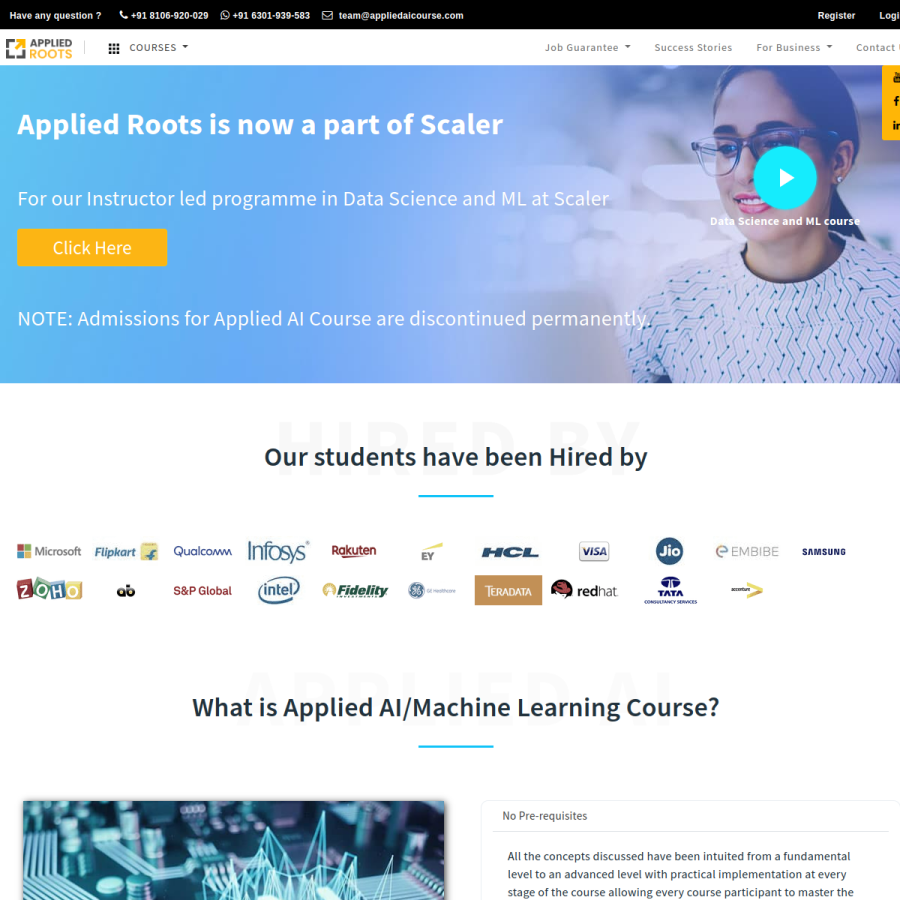 appliedaicourse.com homepage screenshot