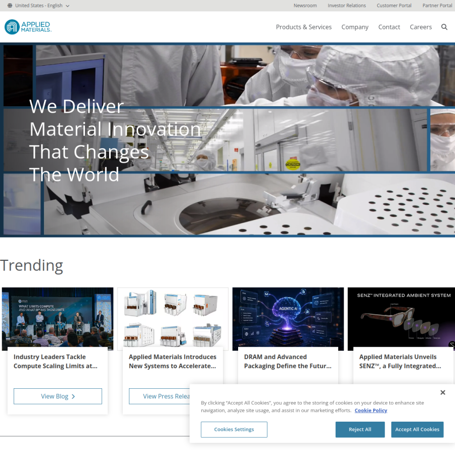appliedmaterials.com homepage screenshot
