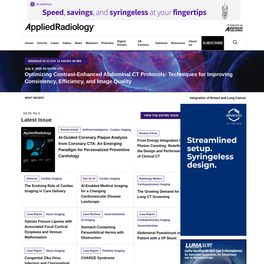 appliedradiology.com homepage screenshot