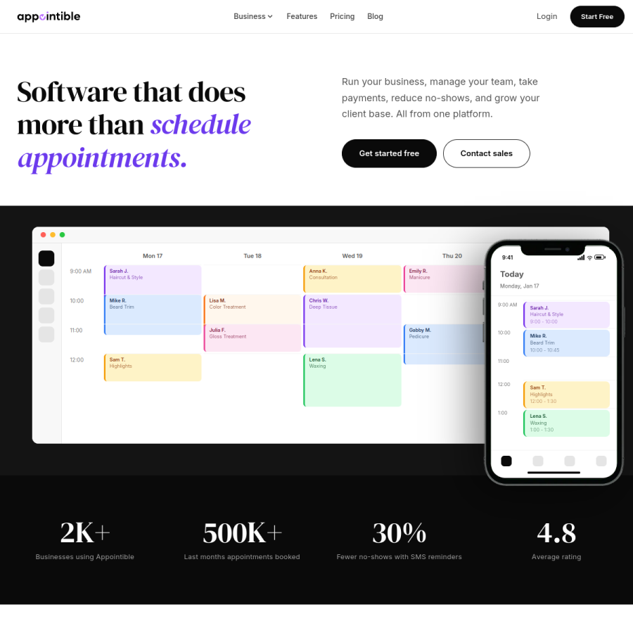 appointible.com homepage screenshot