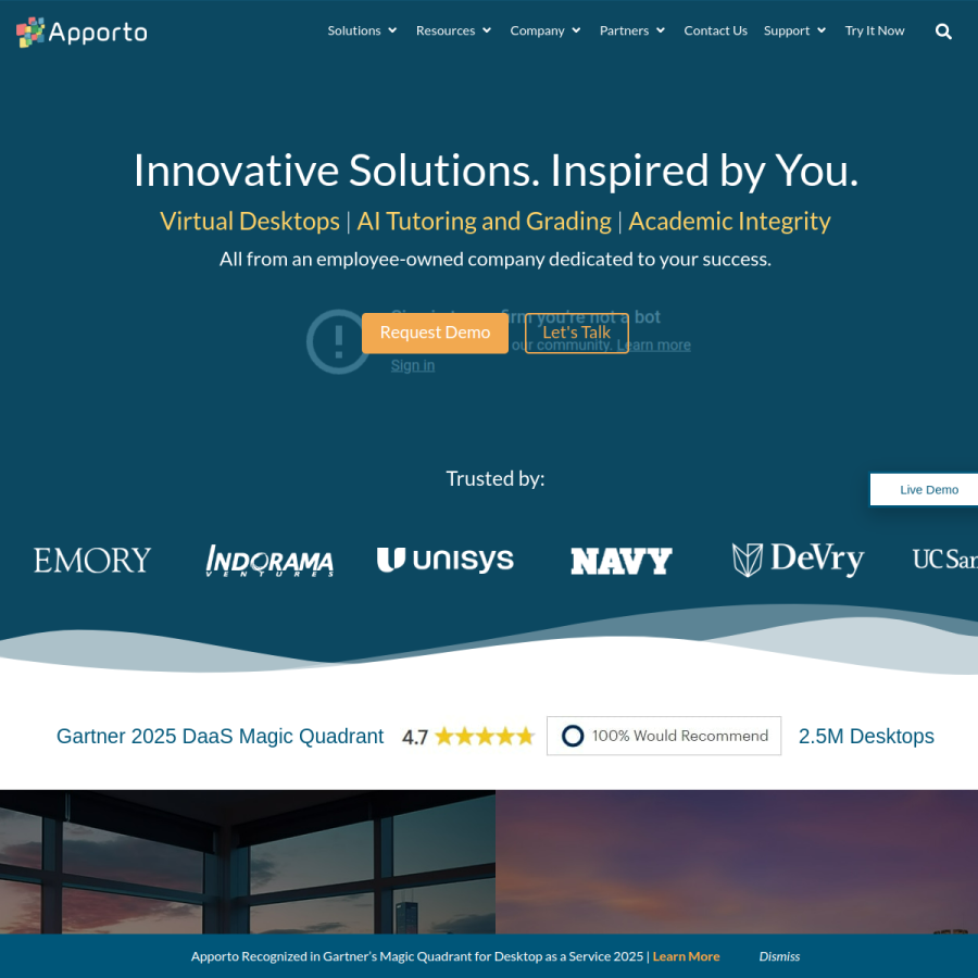 apporto.com homepage screenshot