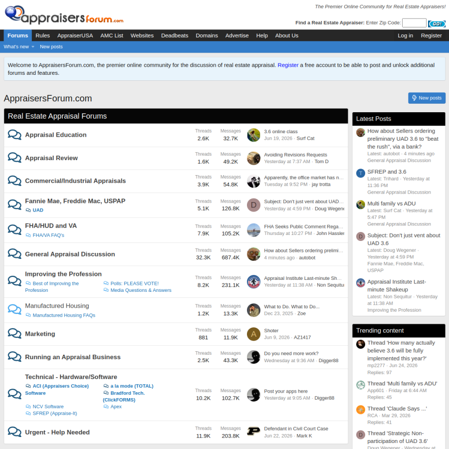 appraisersforum.com homepage screenshot
