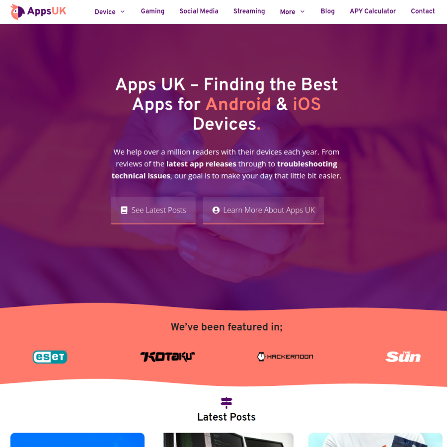 apps.uk homepage screenshot