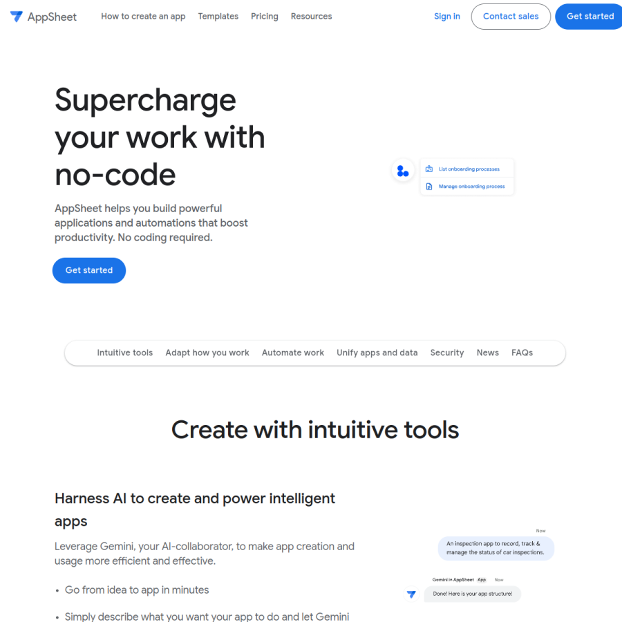 appsheet.com homepage screenshot