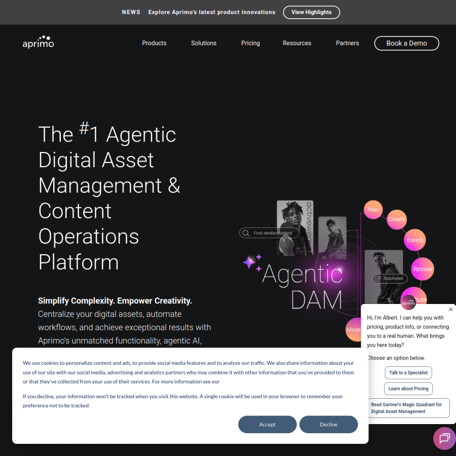 aprimo.com homepage screenshot