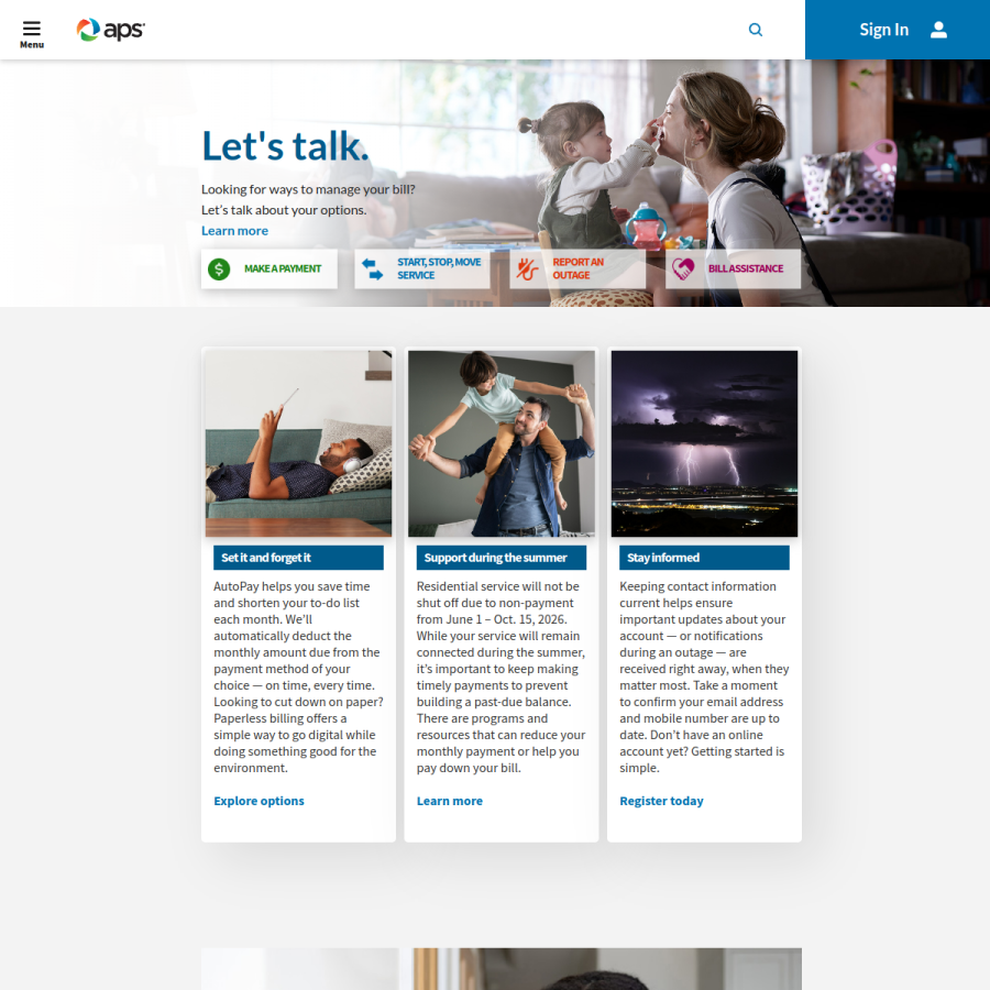 aps.com homepage screenshot