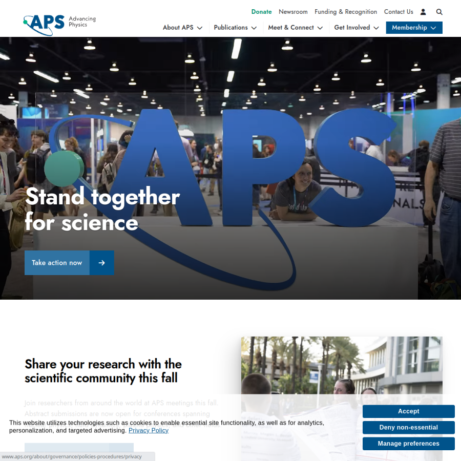 aps.org homepage screenshot