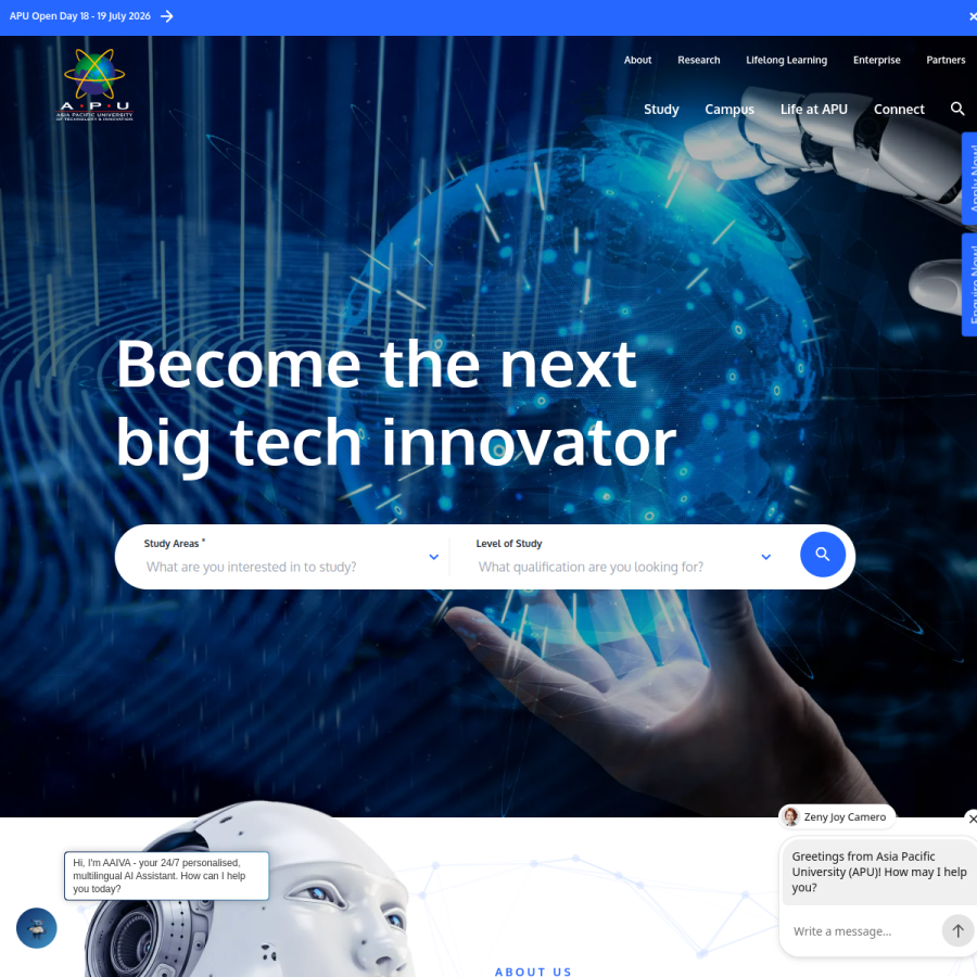 apu.edu.my homepage screenshot