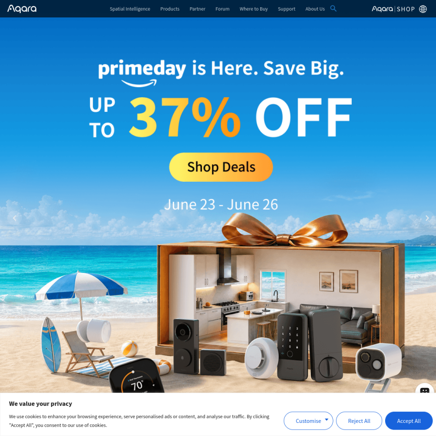 aqara.com homepage screenshot
