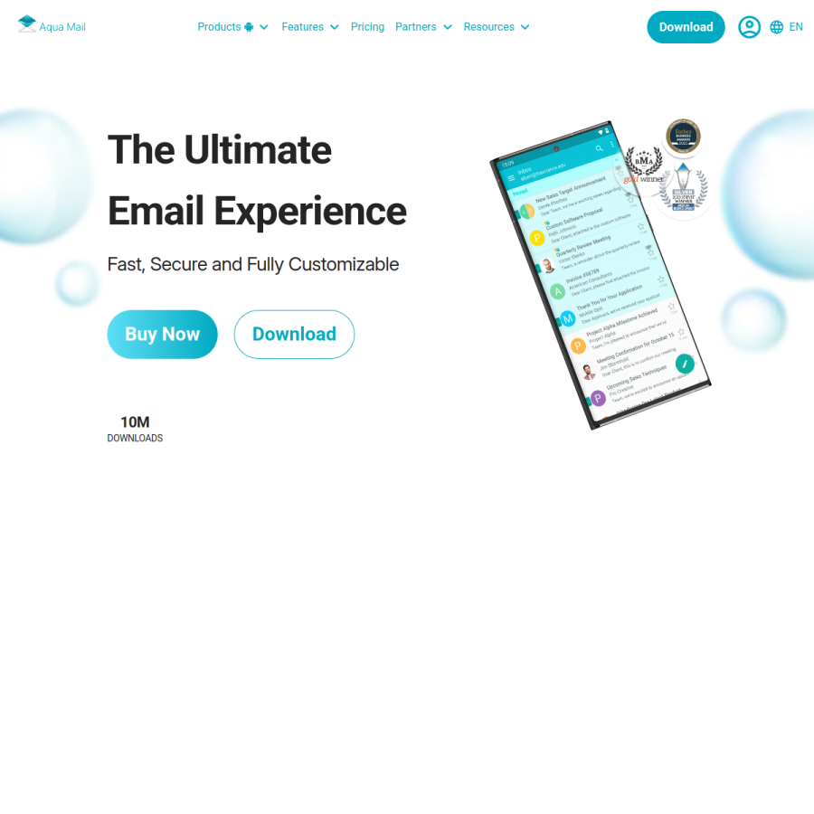 aqua-mail.com homepage screenshot