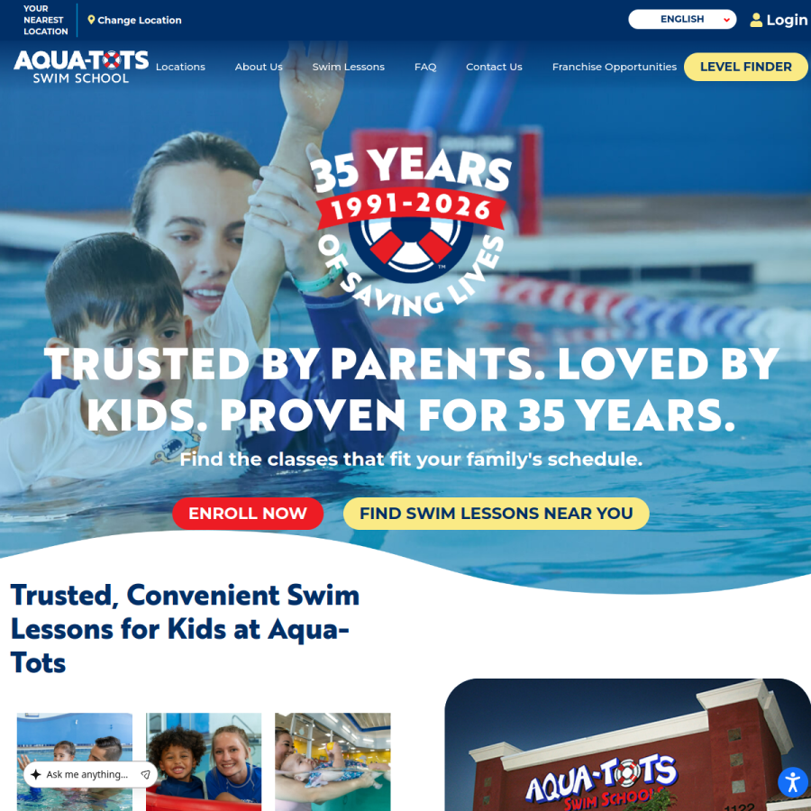 aqua-tots.com homepage screenshot