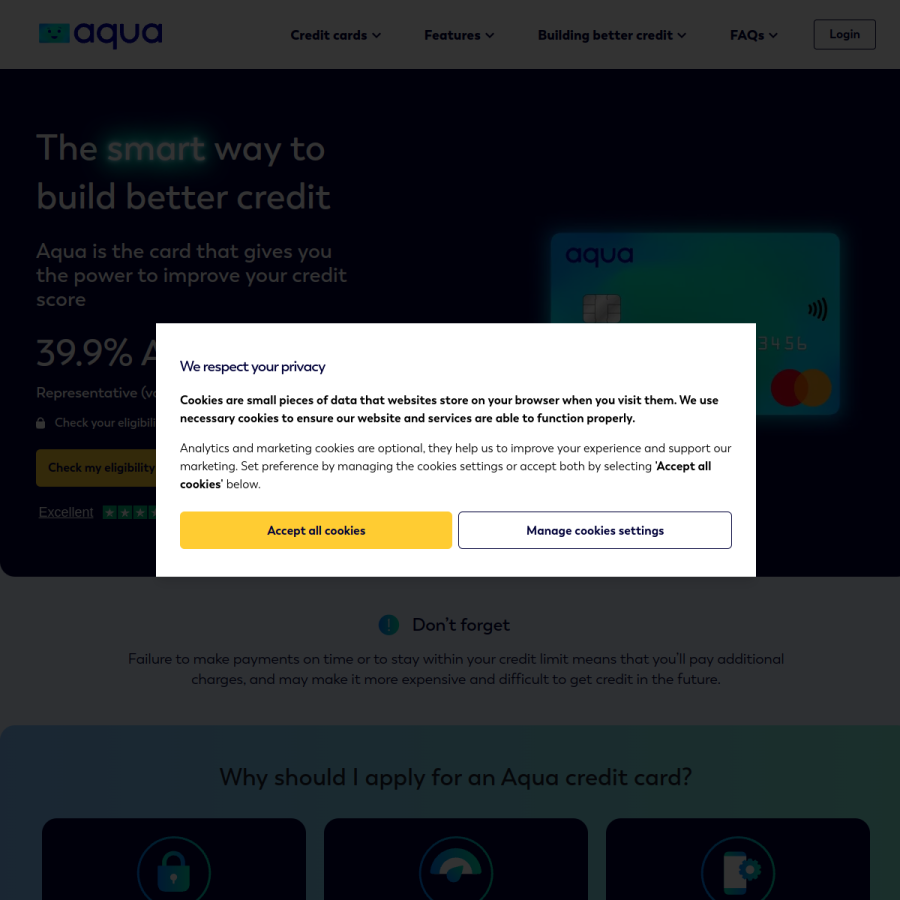 aquacard.co.uk homepage screenshot