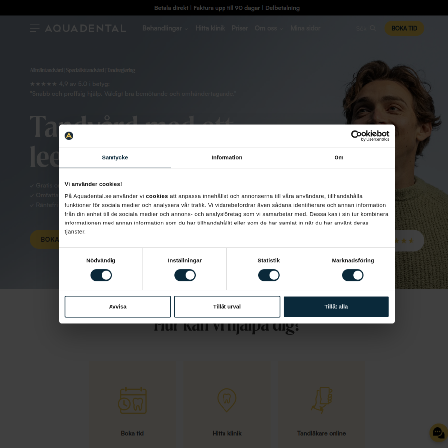 aquadental.se homepage screenshot