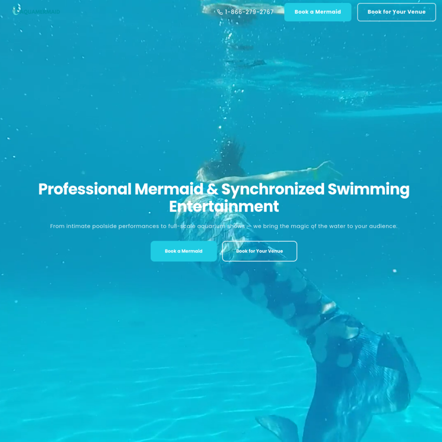 aquamermaid.com homepage screenshot