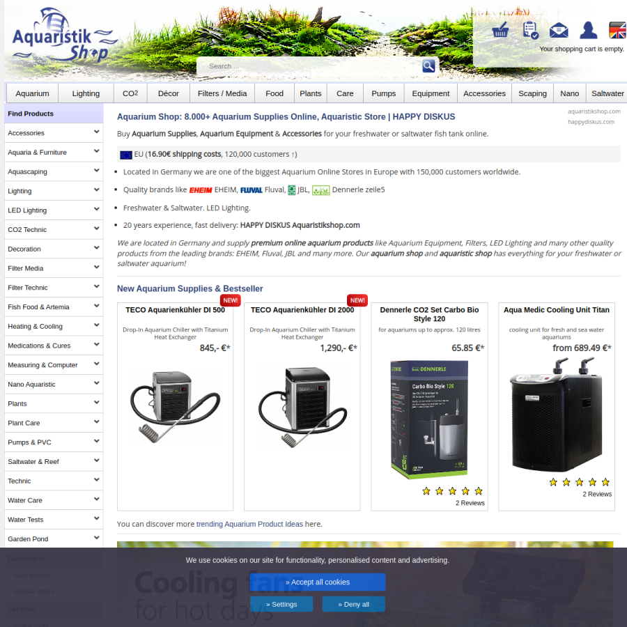aquaristikshop.com homepage screenshot