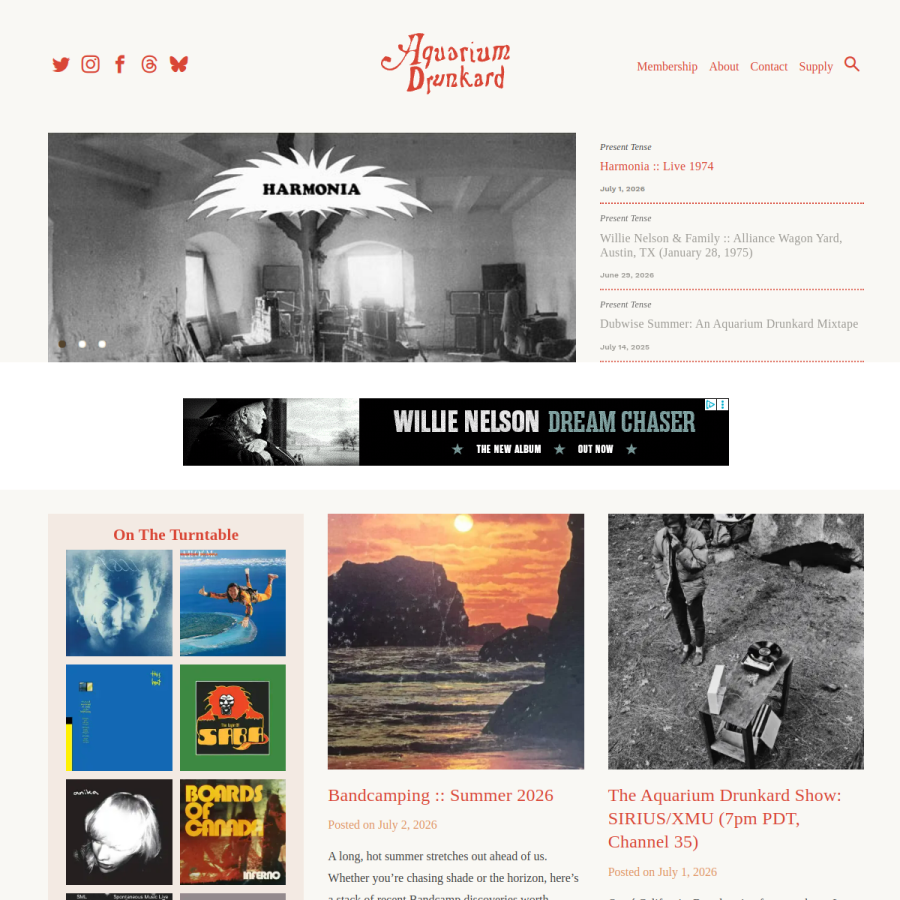 aquariumdrunkard.com homepage screenshot