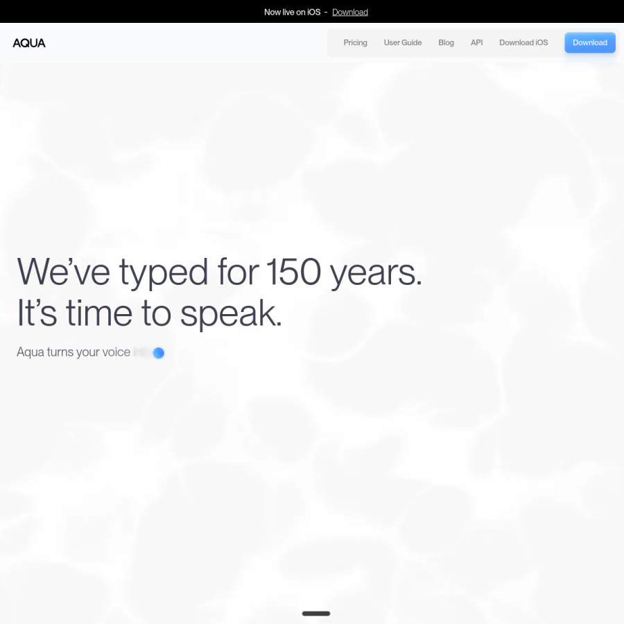 aquavoice.com homepage screenshot