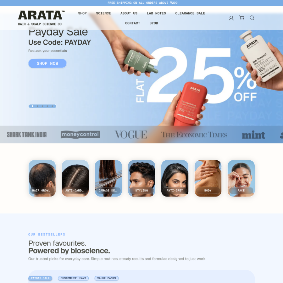 arata.in homepage screenshot