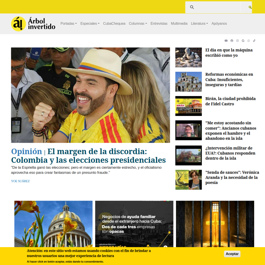 arbolinvertido.com homepage screenshot